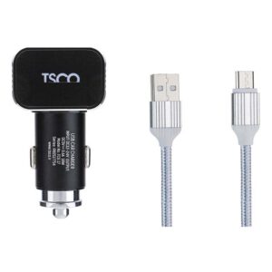 شارژر فندکی 2پورت به همراه کابل MicroUSB تسکو TSCO TCG 17