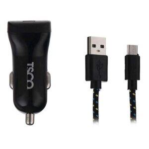شارژر فندکی 2پورت به همراه کابل MicroUSB تسکو TSCO TCG 27 مشکی