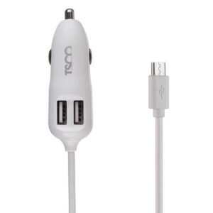 شارژر فندکی 2پورت به همراه کابل MicroUSB تسکو TSCO TCG 26 سفید