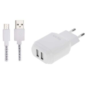 شارژر 2پورت + کابل شارژ MicroUSB تسکو TSCO TTC 39