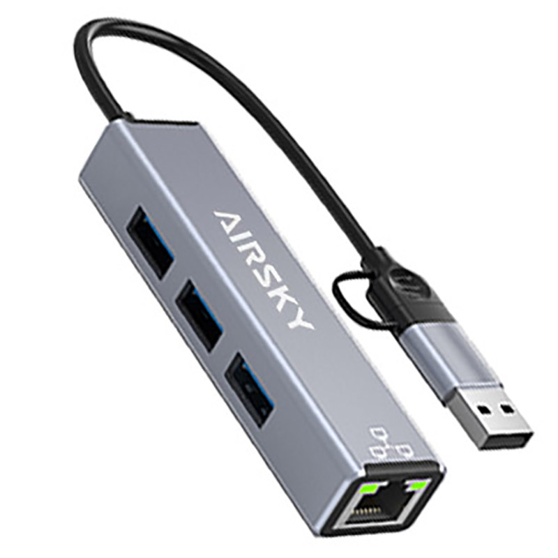 تبدیل Type-C+USB To Lan+USB3+USB2 ایراسکای AirSky HC-78