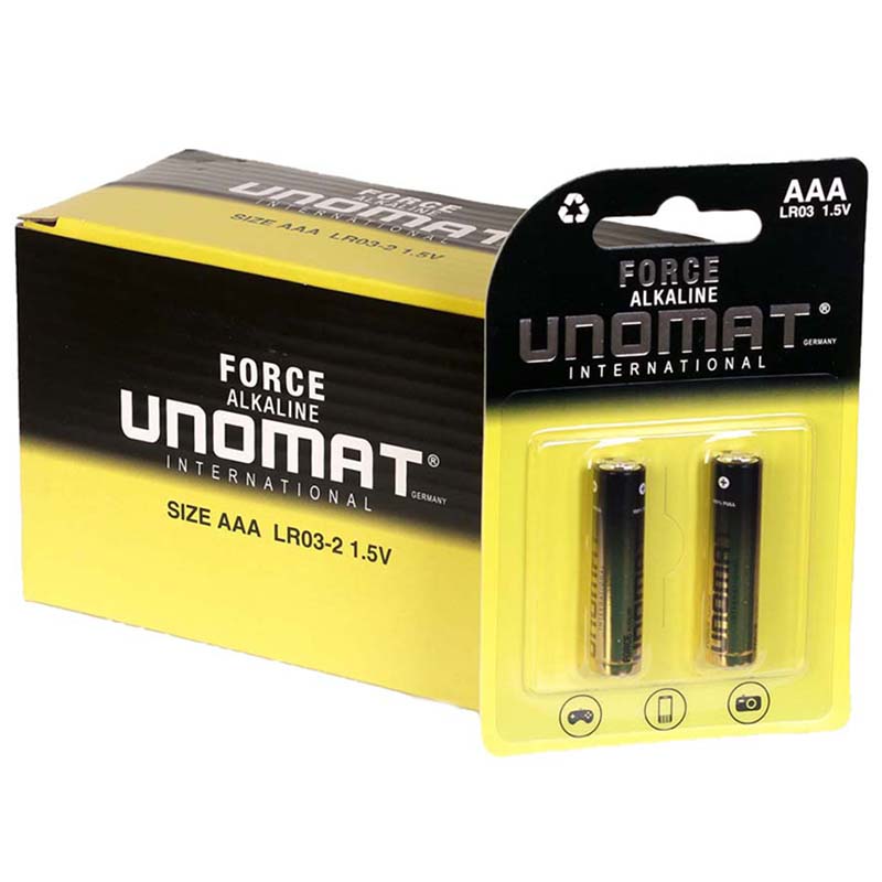 باتری نیم قلمی آلکالاین یونومات Unomat LR-03 بسته 2 عددی