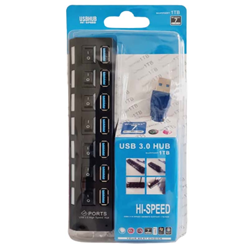 هاب 7 پورت USB3.0 آداپتور خور کلید دار