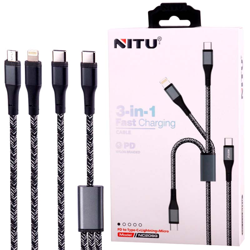 کابل شارژ Micro+TYPE-C+iPhone نیتو Nitu NC206G