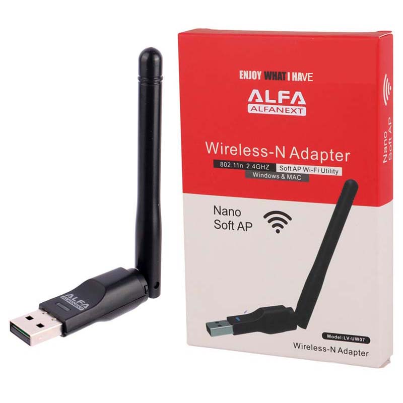 کارت شبکه USB بی سیم آنتن کوتاه آلفا ALFA LV-UW07
