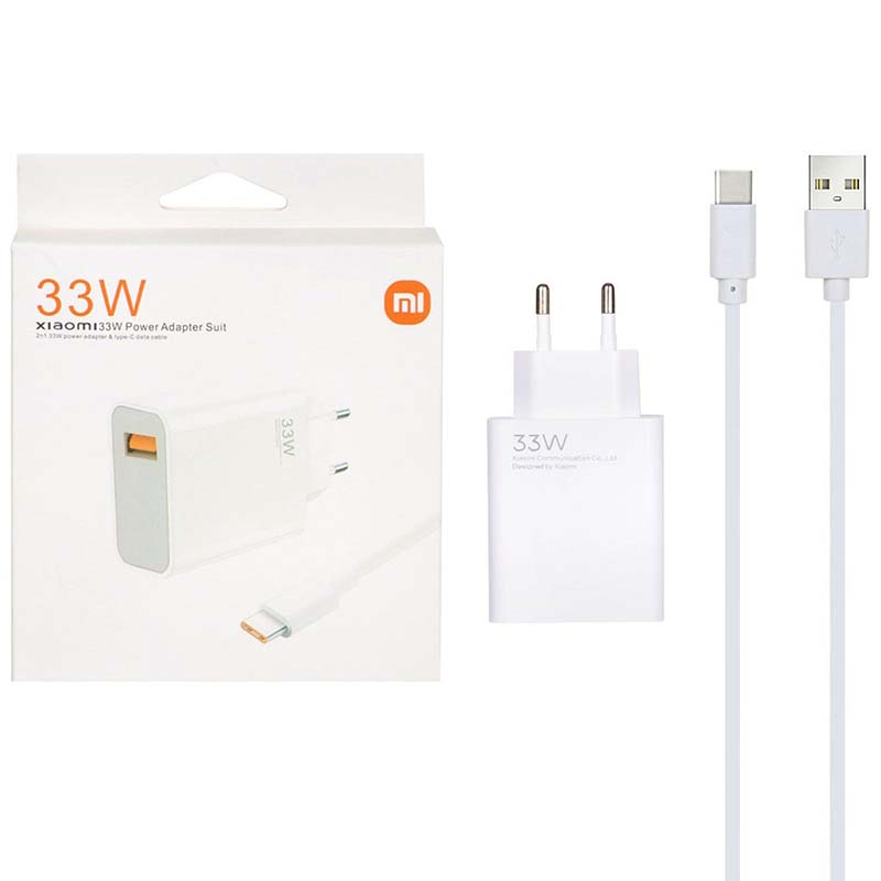 شارژر شیائومی 33 وات Xiaomi + کابل Type-C فست شارژ