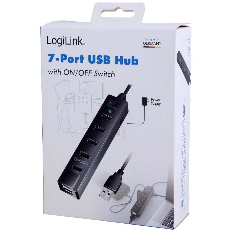 هاب 7 پورت USB2 آداپتور خور کلید دار لاجی لینک Logilink UA0124