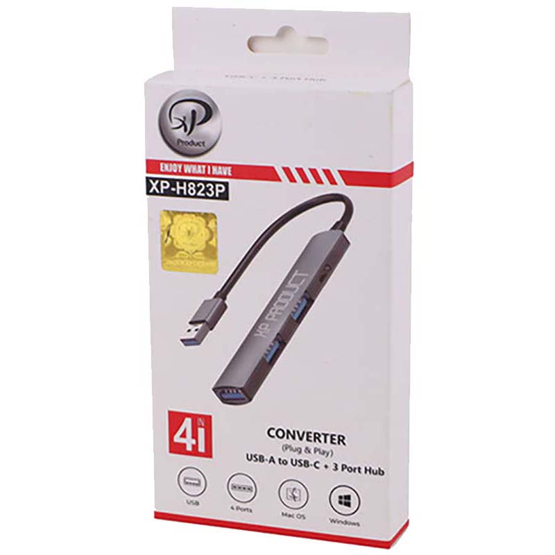 هاب 4 پورت USB3 TO TYPE-C + 3USB3 ایکس پی XP-H823