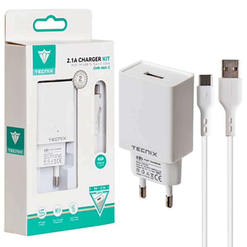 کلگی شارژر + کابل تایپ سی Type-C تکنیکس TECNIX CHR-065-C