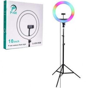 رینگ لایت 10 اینچ پایه دار پی نت P-Net LJJ26-RGB