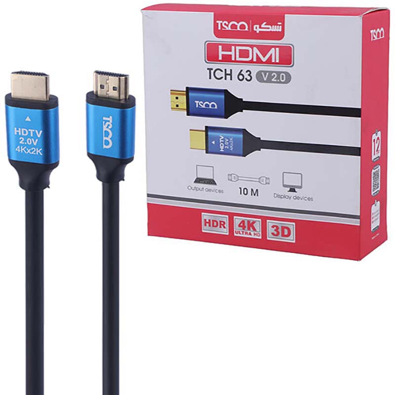 کابل 10 متری HDMI 4K تسکو TSCO TCH 63 پک کارتنی