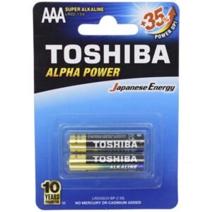باتری نیم قلمی سوپر آلکالاین توشیبا Toshiba Alpha Power بسته 2 عددی
