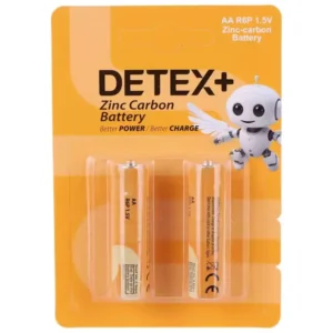باتری قلمی زینک کربن دیتکس DETEX بسته 2 عددی