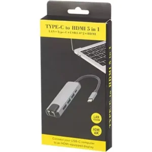 هاب + تبدیل 5IN1 Type-C TO Lan+HDMI+2*USB3+Type-C آی فورتک IFORTECH