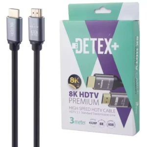 کابل 3 متری HDMI 8K دیتکس پلاس +DETEX پک کارتنی