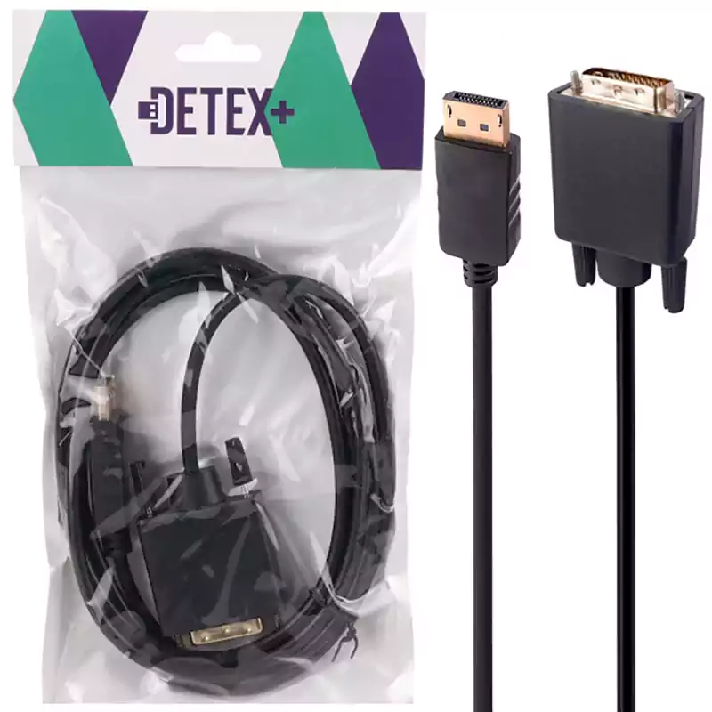 کابل تبدیل 1.8 متری Display To DVI دیتکس پلاس +DETEX